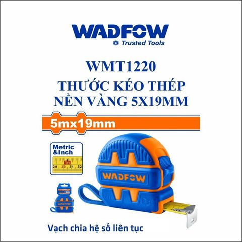 Thước Kéo Thép Vàng WADFOW 5m - Đo Mét và Inch, Thiết Kế Độc Đáo, Dụng Cụ Tiện Ích Chất Lượng Cao