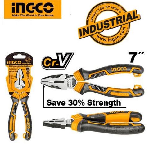 Kìm Răng Cao Cấp 7 Inch iNGCO HHCP28180 - Thép CR-V Tiết Kiệm 30% Sức Mạnh, Dụng Cụ Tiện Ích Chất Lượng