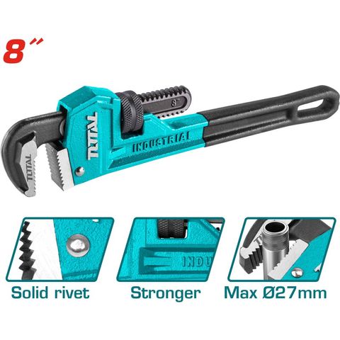 Mỏ Lết Răng 8 inch TOTAL THT170806 - Dụng Cụ Thiết Bị Tiện Ích Chất Liệu Thép Carbon Bền Bỉ, Quai Hàm Chắc Chắn