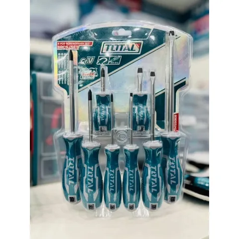 Bộ Tuốc Nơ Vít TOTAL THT250608 - 8 Chi Tiết Đầu Dẹp & Bake Chính Hãng, Thép Cr-V Bền Bỉ, Tay Cầm Chống Trượt, Dụng Cụ Sửa Chữa Thông Minh