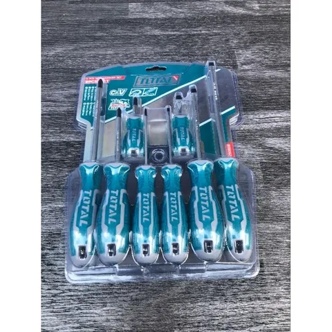 Bộ Tuốc Nơ Vít TOTAL THT250608 - 8 Chi Tiết Đầu Dẹp & Bake Chính Hãng, Thép Cr-V Bền Bỉ, Tay Cầm Chống Trượt, Dụng Cụ Sửa Chữa Thông Minh