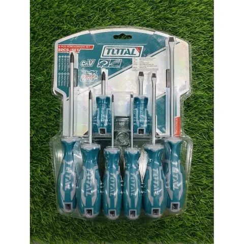 Bộ Tuốc Nơ Vít TOTAL THT250608 - 8 Chi Tiết Đầu Dẹp & Bake Chính Hãng, Thép Cr-V Bền Bỉ, Tay Cầm Chống Trượt, Dụng Cụ Sửa Chữa Thông Minh