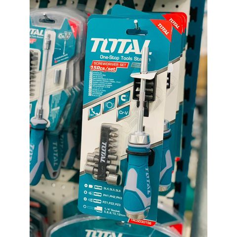 Bộ Tua Vít 15 Chi Tiết TOTAL TACSD30156 - Dụng Cụ Tiện Ích Đa Năng 2 Chiều, Chất Liệu CR-V, Tay Cầm Công Nghiệp 36T