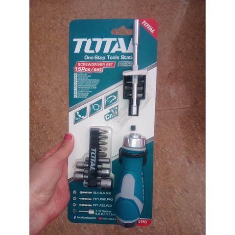 Bộ Tua Vít 15 Chi Tiết TOTAL TACSD30156 - Dụng Cụ Tiện Ích Đa Năng 2 Chiều, Chất Liệu CR-V, Tay Cầm Công Nghiệp 36T