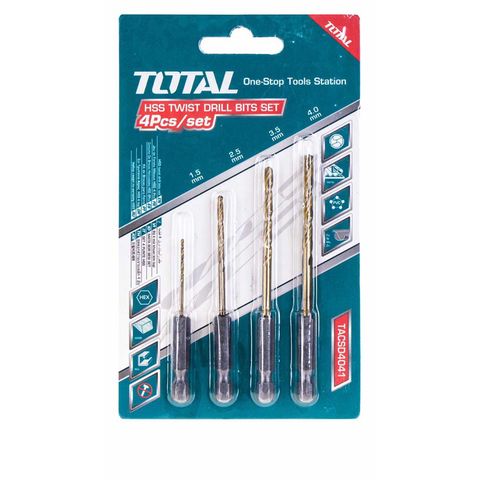Bộ Mũi Khoan Kim Loại HSS Đuôi Lục Giác TOTAL TACSD4041 - Kích Thước 1.5-4.0MM, Thiết Bị Tiện Ích Chất Lượng Cao