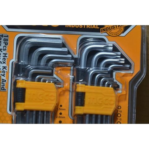 Bộ Lục Giác 18 Món Ingco HHKSET0181 - Thép CR-V Chắc Chắn, Đầu Bằng & Bi, Tiện Dụng cho Sửa Chữa Xe Cộ và DIY