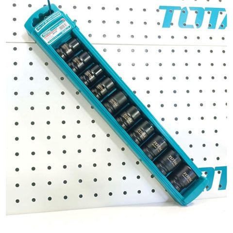 Bộ 10 Đầu Tuýp Thép CR-MO 1/2 Inch TOTAL - Kích Thước 10-24MM, Chịu Nhiệt - Dụng Cụ Tiện Ích Chất Lượng Cao