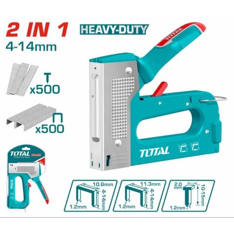 Kềm Bấm Ghim 2 Trong 1 TOTAL THT31148 - Kim Loại Bền Bỉ, Dùng Ghim Thẳng và Ghim Chữ U, Hỗ Trợ Công Việc DIY và Văn Phòng