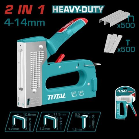 Kềm Bấm Ghim 2 Trong 1 TOTAL THT31148 - Kim Loại Bền Bỉ, Dùng Ghim Thẳng và Ghim Chữ U, Hỗ Trợ Công Việc DIY và Văn Phòng