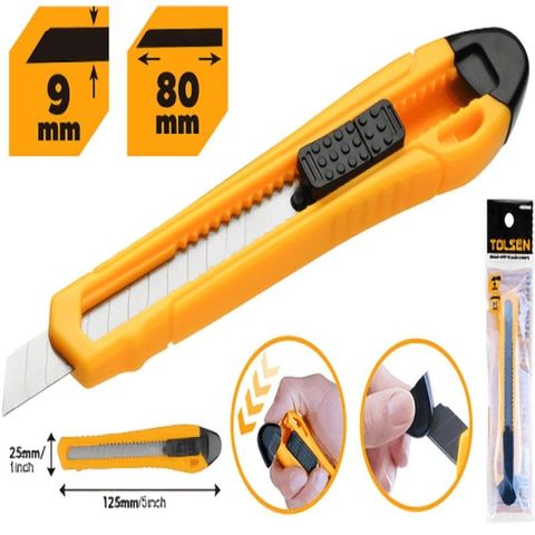 Dao Rọc Giấy TOLSEN 30080 - Lưỡi 9mm Sắc Bén Nhỏ Gọn, Cắt Ngọt, Thao Tác Dễ Dàng - Dụng Cụ Văn Phòng Chính Hãng