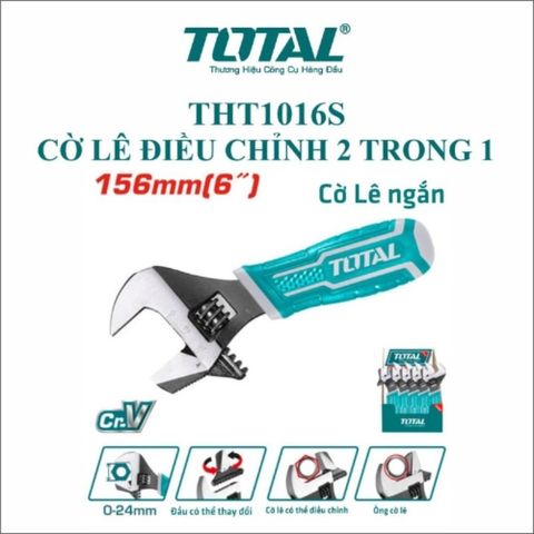 Cờ Lê Điều Chỉnh 2 Trong 1 TOTAL THT1016S - Dụng Cụ Đa Năng Gọn Nhẹ, Chất Liệu Thép Chống Mài Mòn, Tiện Lợi Cho Thợ Sửa Chữa