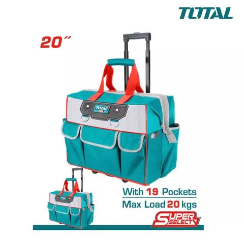 Vali đựng dụng cụ 20 inch TOTAL THRRTB2012 - Chất liệu polyester chống ẩm, tải trọng 20kg, có tay xách và bánh xe tiện dụng.