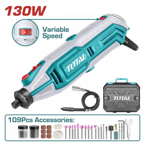 Máy Mài Khuôn Mini TOTAL TG513326 130W 3.2li - Dụng Cụ Tiện Ích Đa Năng Để Mài, Khắc, Chạm Khắc 10000-35000rpm