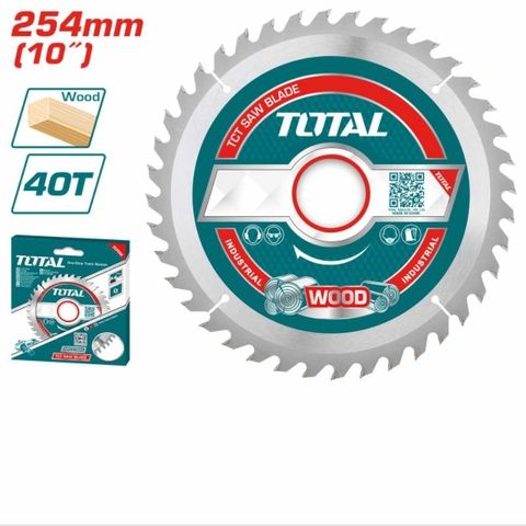 Lưỡi cưa TCT 254mm 40 răng Total TAC231725 - Chất liệu thép hợp kim, cắt gỗ chính xác và ổn định, dụng cụ cắt gỗ chuyên nghiệp