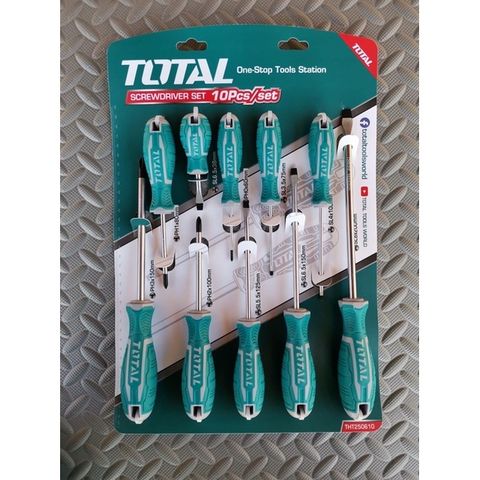 Bộ 10 Tua Vít Dẹp Cán Cầm Cao Su Mềm TOTAL THT250610 - Dụng Cụ Tiện Ích Chuyên Dụng Cho Gia Đình