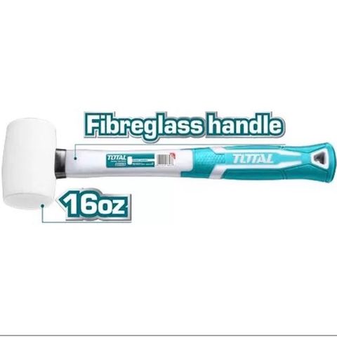 Búa cao su trắng TOTAL THT761636 450g - Dụng cụ tiện ích nhẹ, tay cầm sợi thủy tinh, chất liệu cao su tự nhiên mềm mại