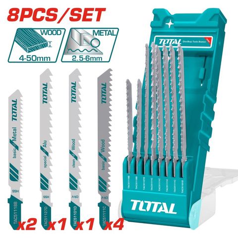 Bộ 8 Lưỡi Cưa Lọng Total TACSD7386 - Cắt Nhôm, Gỗ, Kim Loại và Kìm Tiện Dụng Cho Thợ Mộc và DIY