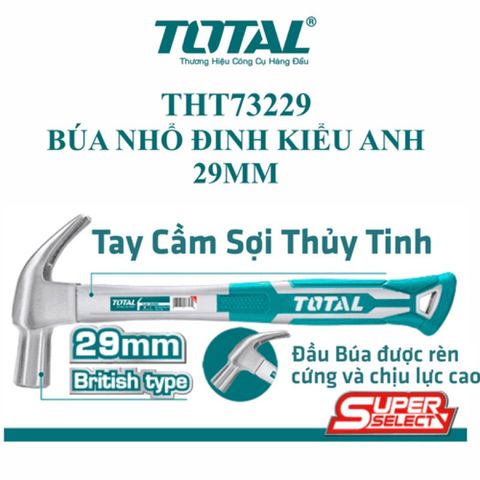 Búa Nhổ Đinh Sừng Dê Kiểu Anh 29mm TOTAL THT73229 - Dụng Cụ Tiện Ích Thiết Kế Độc Đáo, Thép Cacbon Chất Lượng