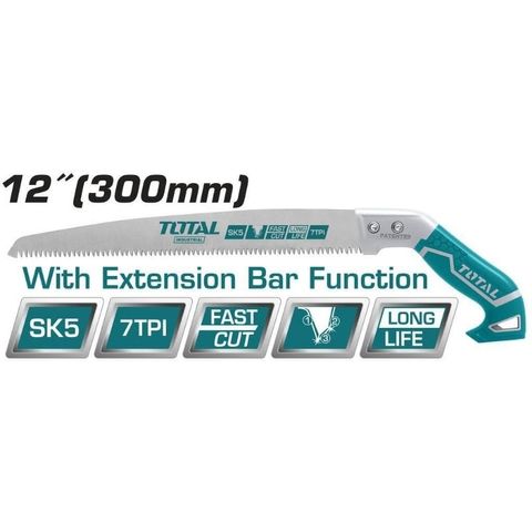 Cưa Cành Cây Lưỡi Thẳng TOTAL THT5113006 - Dụng Cụ Vườn Chất Liệu SK5 7TPI, Răng Cưa Chịu Nhiệt, Công Cụ Tiện Ích Cho Làm Vườn