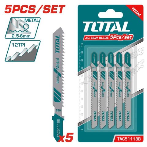 Lưỡi Cưa Lọng Kim Loại TOTAL TAC51118B - Bộ 5 Cái, Chiều Dài 50mm, Dụng Cụ Tiện Ích Cho Thợ Mộc