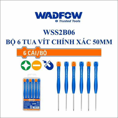 Bộ 6 Tua Vít Chuẩn WADFOW WSS2B06 - Dụng Cụ Tiện Ích Chất Liệu Cr-V Đầy Đủ SL và PH, Hộp Nhựa Bảo Quản Thông Minh