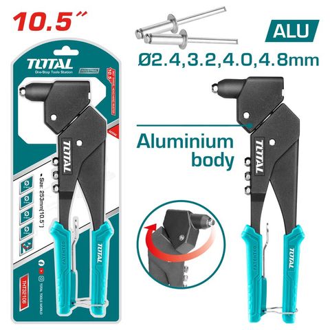 Kìm Rút Rive Xoay 360 Độ TOTAL THT32106 - Dụng Cụ Tiện Ích, Chất Liệu Thép Nhôm, Kích Thước 10.5 Inch, Mũi Rút 2.4mm đến 4.8mm