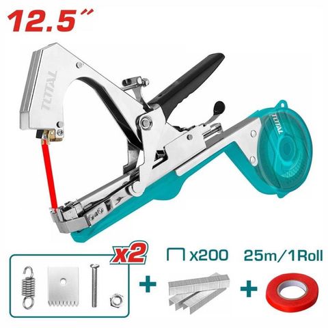 Dụng Cụ Quấn Buộc Nhánh Cây TOTAL THTPTM1251 - Bộ Dụng Cụ Tiện Ích Cho Cành Cây Với 1 Cuộn Băng Và 200 Gim Bấm