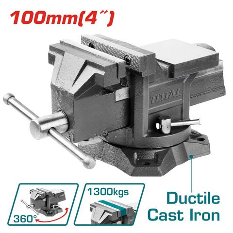 E tô kẹp đế xoay TOTAL THT6146 - Dụng cụ kẹp 4 inch với lực kẹp tối đa 1300 KGS, thiết kế tiện lợi cho công việc và sửa chữa.