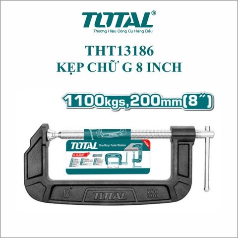 Kẹp Chữ C 8 Inch TOTAL THT13186 - Dụng Cụ Thợ Bắt Ổn Định, Thân Gang Dẻo Chắc Chắn, Phụ Kiện Tiện Ích Cho Công Việc Sửa Chữa