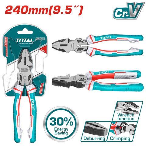 Kìm Răng Cao Cấp 9.5 inch TOTAL THT210906S - Tiết Kiệm 30% Sức Mạnh, Thép CR-V Đen Bóng, Dụng Cụ Tiện Ích Chất Lượng cao