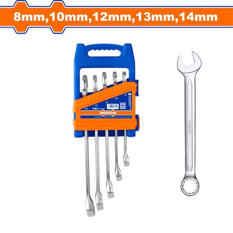 Bộ cờ lê vòng miệng 8-14mm WADFOW - 5 món, mạ bóng, dụng cụ sửa chữa tiện ích cho gia đình và thợ cơ khí