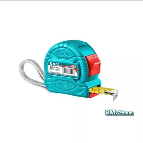 Thước Kéo Thép 8 Mét TOTAL TMT34825 - Dụng Cụ Đo Hệ Inch và Mét, Vỏ Nhựa ABS Chất Lượng cao