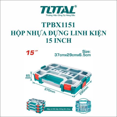 Hộp Nhựa Đựng Linh Kiện 15 Inch Có Thể Ghép Tầng TOTAL TPBX1151 - Dụng Cụ Tiện Ích Chất Liệu PP Bền Bỉ