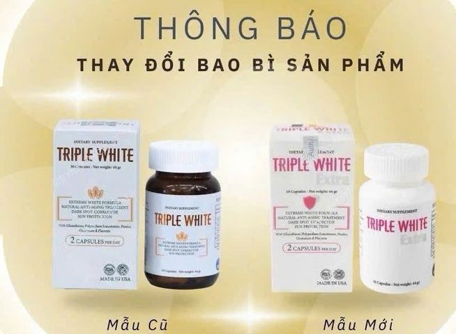 Viên Uống Trắng Da Triple White 50 Viên - Giúp Da Sáng Mịn, Đều Màu, Chống Nắng Hiệu Quả, Sản Phẩm Làm Đẹp Chất Lượng Cao