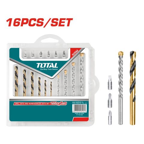 Bộ 16 Mũi Khoan Bê Tông và Mũi Vít TOTAL TACSD3165 - Dụng Cụ Tiện Ích Chuyên Dụng Cho Thợ Xây Dựng
