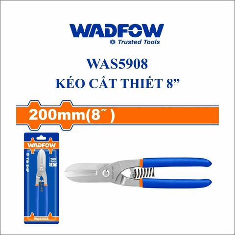 Kéo Cắt Tôn Thiết 8 Inch WADFOW WAS5908 - Dụng Cụ Cắt Thép Không Gỉ và Cacbon, Tay Cầm Nhựa Đôi, Tiện Ích Cho Thợ Hàn