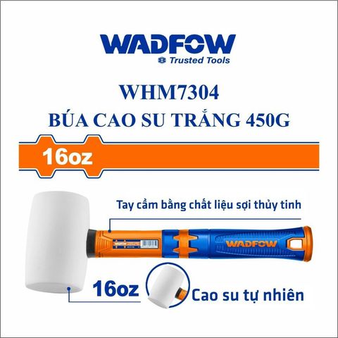 Búa Cao Su 450g WADFOW WHM7304 - Đầu Búa Mềm, Không Đánh Lửa, Tay Cầm Sợi Thủy Tinh, Bảo Vệ Bề Mặt Tiếp Xúc