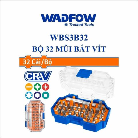 Hộp 32 Mũi Siết Vít Thép CR-V WADFOW WBS3B32 - Bộ Dụng Cụ Vặn Vít Đầy Đủ, Chất Lượng Cao, Tiện Dụng cho Thợ Sửa Chữa