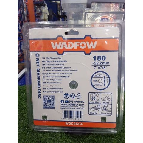 Lưỡi cắt gạch ướt Wadfow 180x22.2mm - Độ bền cao, phù hợp cắt gạch nhanh chóng, bảo hành 6 tháng, đóng gói vỉ đôi tiện lợi.