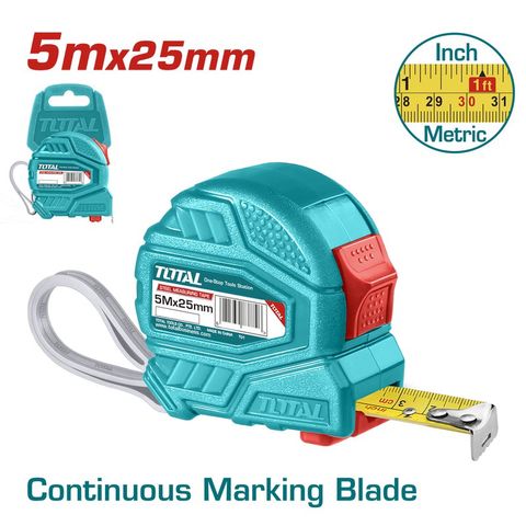 (at8) Thước kéo thép nền vàng 5mét x 25mm Total TMT126352