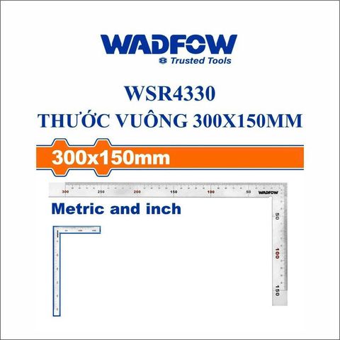 Thước góc vuông 300x150mm thân nhôm (hệ inch và mét) WADFOW WSR4330