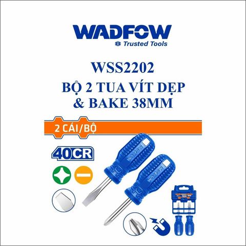 Bộ 2 Tua Vít Mini WADFOW WSS2202 - Dụng Cụ Dẹp và Bake Chất Liệu 40cr, Thân Tròn, Tiện Ích Cho Sửa Chữa Nhà Cửa