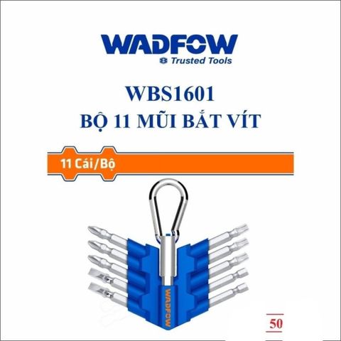 Bộ 10 Mũi Siết Vít Hex Dẹp WADFOW WBS1601 - Đầu Vít CRV 50mm, T15-T25, SL4.5-5.5, Đính Móc Nhựa Tiện Dụng