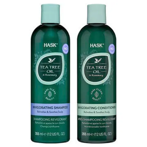 Combo Dầu Gội Xả Hask Tea Tree Oil & Rosemary 355ml - Phục Hồi Tóc Hư Tổn, Chắc Khỏe, Dưỡng Ẩm Chuyên Sâu