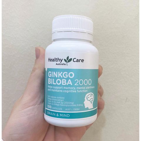 Viên uống cải thiện trí nhớ Healthy Care Ginkgo Biloba 2000mg - 100 viên hỗ trợ nhận thức và lưu thông máu não hiệu quả.