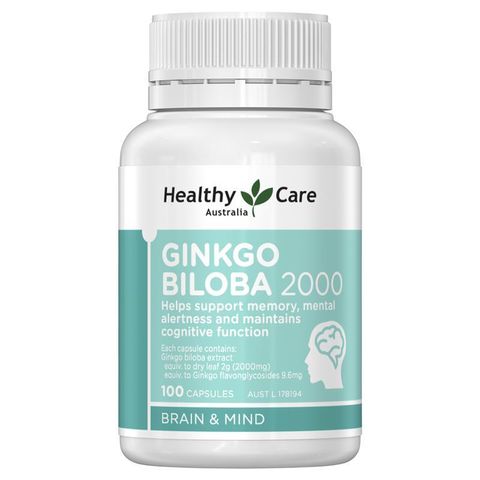 Viên uống cải thiện trí nhớ Healthy Care Ginkgo Biloba 2000mg - 100 viên hỗ trợ nhận thức và lưu thông máu não hiệu quả.