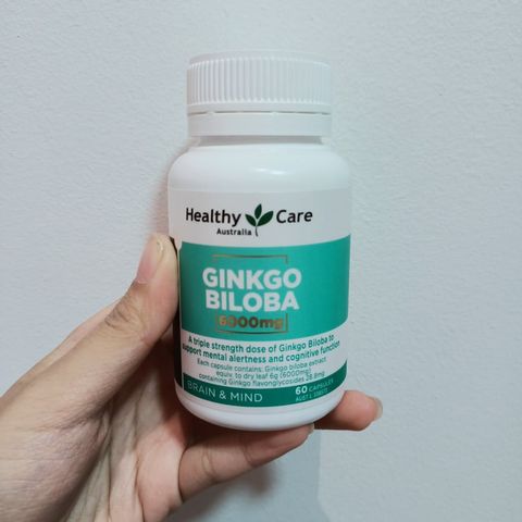 Viên uống bổ não Healthy Care Ginkgo Biloba 6000mg - Tăng cường trí nhớ và sức khỏe não bộ, 60 viên xuất xứ Úc