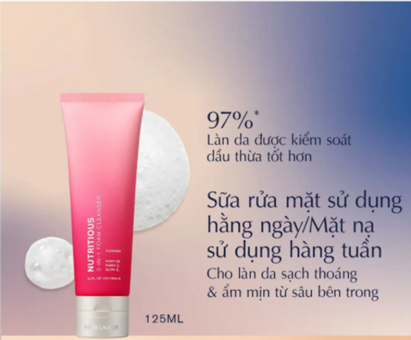 Sữa Rửa Mặt Estee Lauder Nutritious Foam Cleanser 125ml - Chiết Xuất Lựu Dưỡng Ẩm Và Làm Sạch Da Mềm Mại, Sáng Khỏe