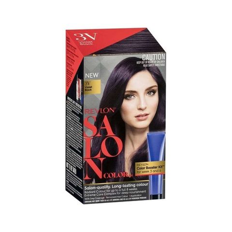 Revlon Salon Hair Color 3V - Thuốc Nhuộm Tóc Đen Tím, Bền Màu, Dưỡng Tóc, Phủ Bạc 100%, Dễ Dàng Sử Dụng Tại Nhà