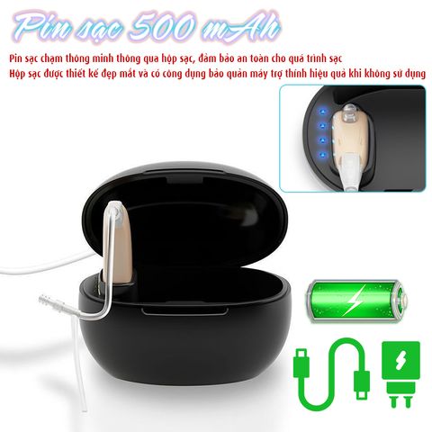 Máy trợ thính không dây Axon A-318 - Pin sạc thông minh, lọc tiếng ồn hiệu quả, âm thanh rõ ràng cho người khiếm thính